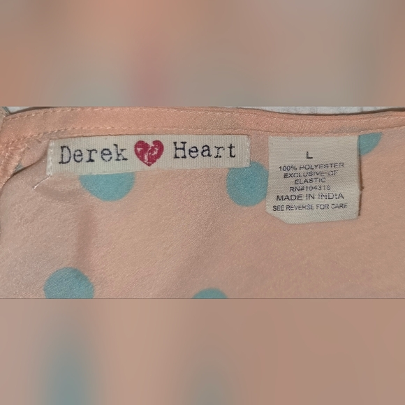 Derek Heart Peach Baby Blue Polka Dots Sleeveless Dress V-Line Neck Large - Picture 2 of 11